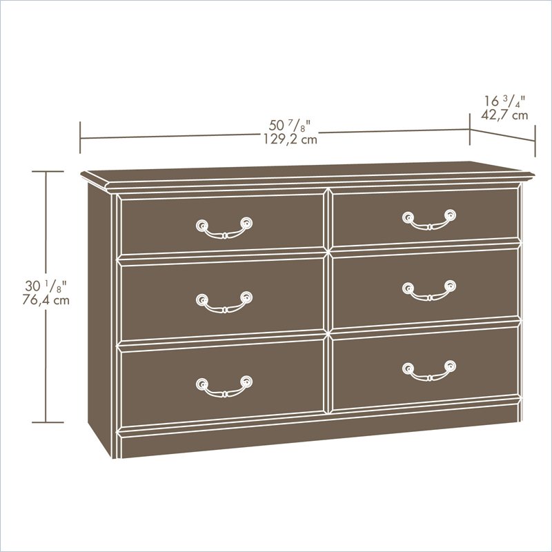Sauder Orchard Hills Dresser And Mirror Set In Carolina Oak Finish