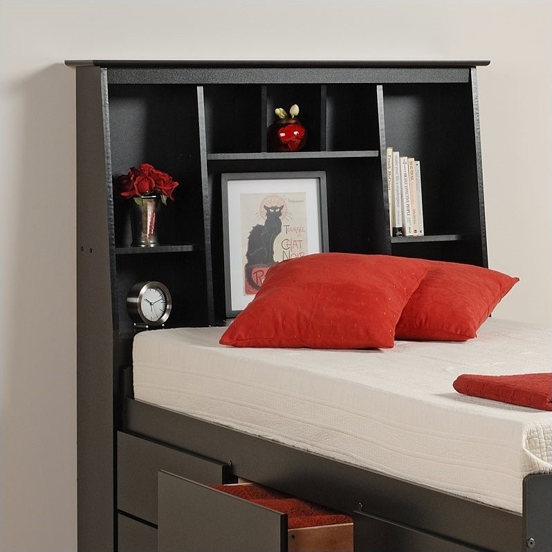 Prepac Sonoma Black Tall Twin Bookcase Platform Storage Bed