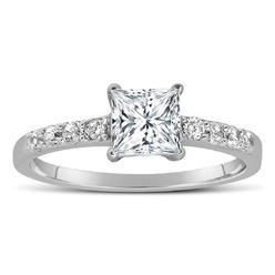 Jeen Jewels 1.50 Carat Princess cut Diamond Ring Moissanite Engagement Ring in 10K White Gold
