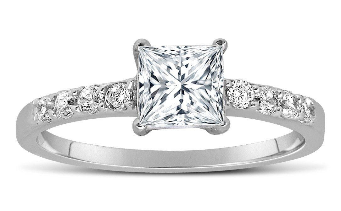 Jeen Jewels 1.50 Carat Princess cut Diamond Ring Moissanite Engagement Ring with 18k Gold Plating