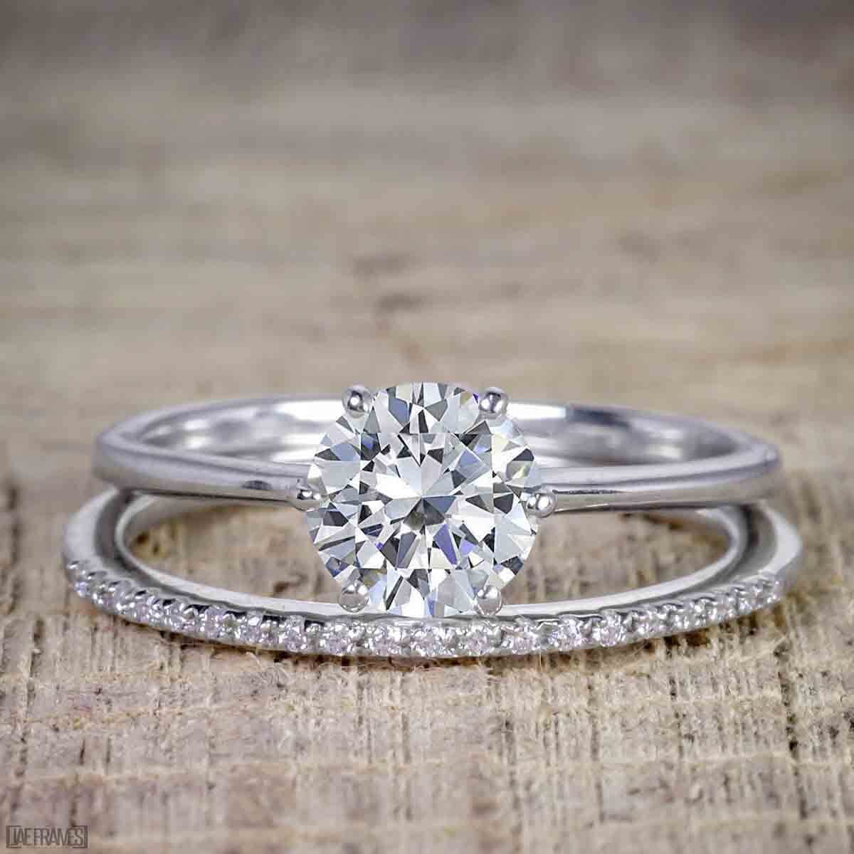 JeenJewels 1.50 ct Moissanite Diamond Wedding Ring Set with 18k Gold Plating