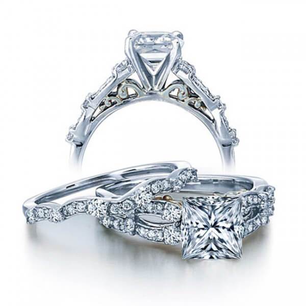 JeenJewels Beautiful 2.00 Carat Round Moissanite Engagement Ring set with 18k Gold Plating