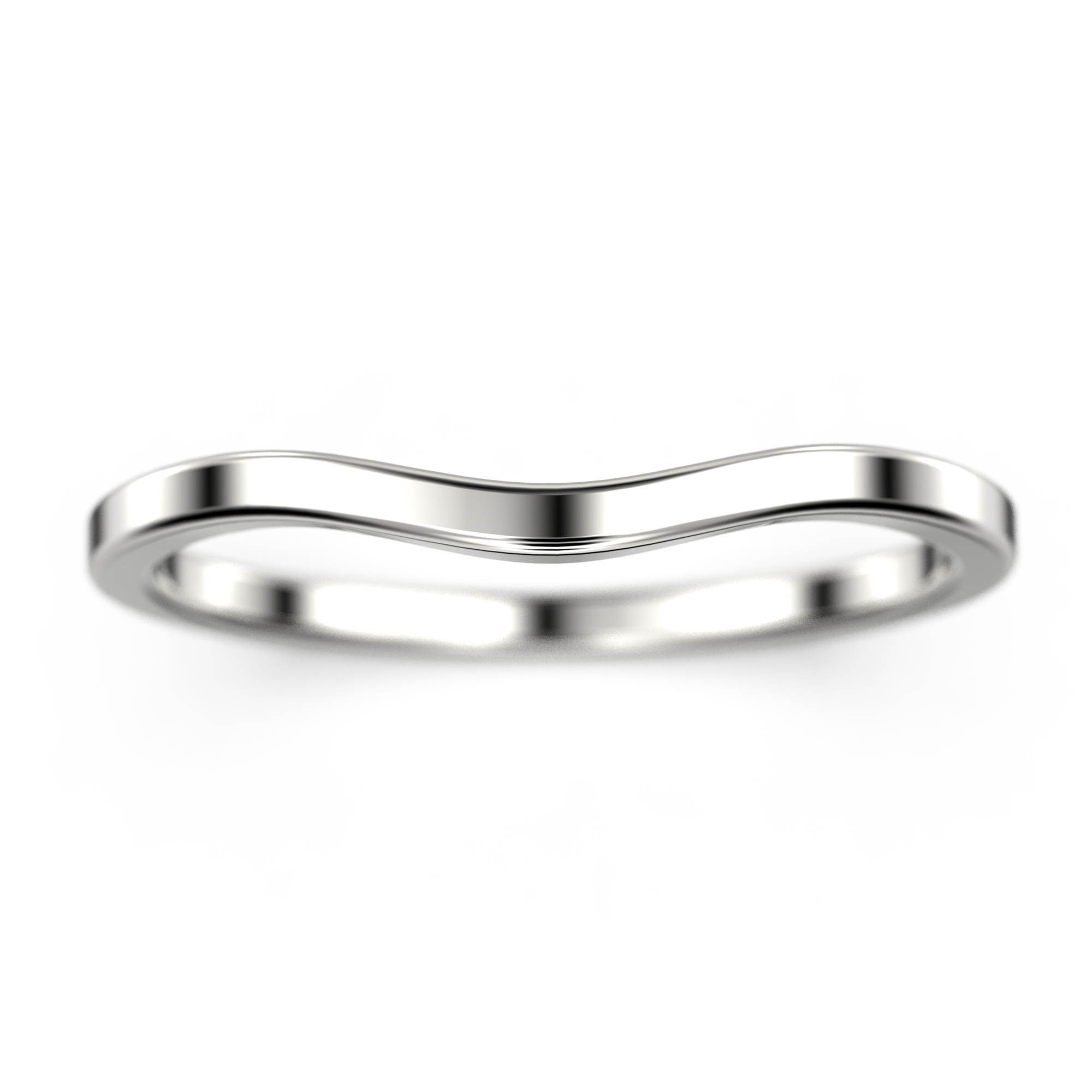 JeenJewels 18K White Gold over silver curved wedding band