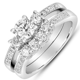 Jeenjewels 2 Carat Round Diamond Antique Wedding Ring Set In White Jeenjewels 2 Carat Round Diamond Antique Wedding Ring Set In White Gold For Her