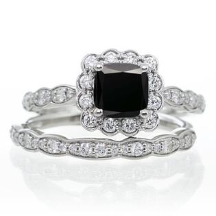 Jeenjewels 2 Carat Princess Cut Black Diamond And Wedding Jeenjewels 2 Carat Princess Cut Black Diamond And Wedding Ring Set On 10k White Gold