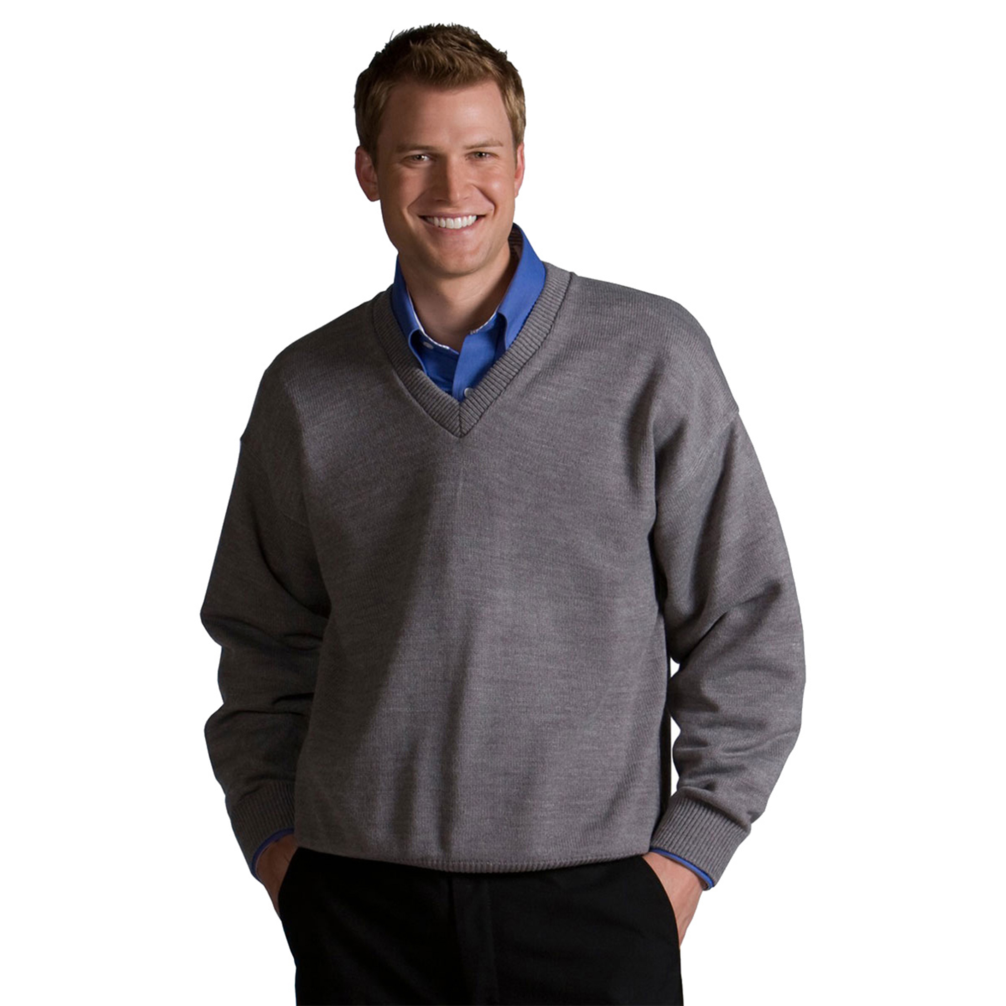 Edwards 565 Men's V-Neck Long Sleeve Jersey Stitch Performance Sweater