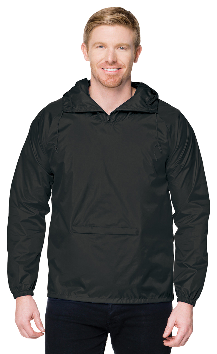 TriMountain Men's 100 Nylon Packable Zipped Pullover Hooded Anorak Jacket