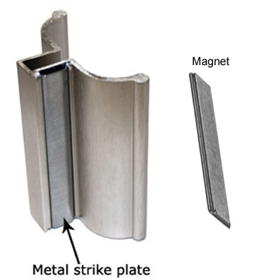 Gordon Glass Co. Gordon Glass&#174; 3" Brushed Nickel Frameless Shower Door Handle with Metal Strike and Magnet - Set