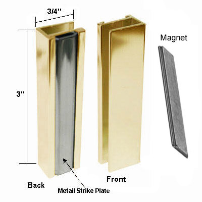 Gordon Glass Co. Gordon Glass&#174; Bright Gold Shower Door U-Channel with Metal Strike and Magnet - Set