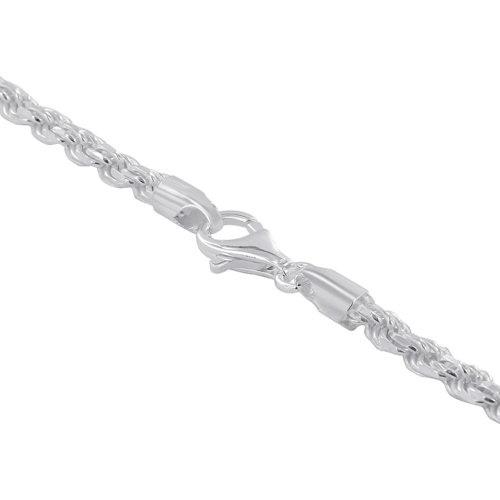 Gem Avenue Italian 925 Sterling Silver 5mm wide Faceted Cut Rope Chain Necklace (22" - 30" Available)
