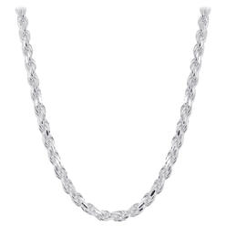 Gem Avenue Italian 925 Sterling Silver 5mm wide Faceted Cut Rope Chain Necklace (22" - 30" Available)
