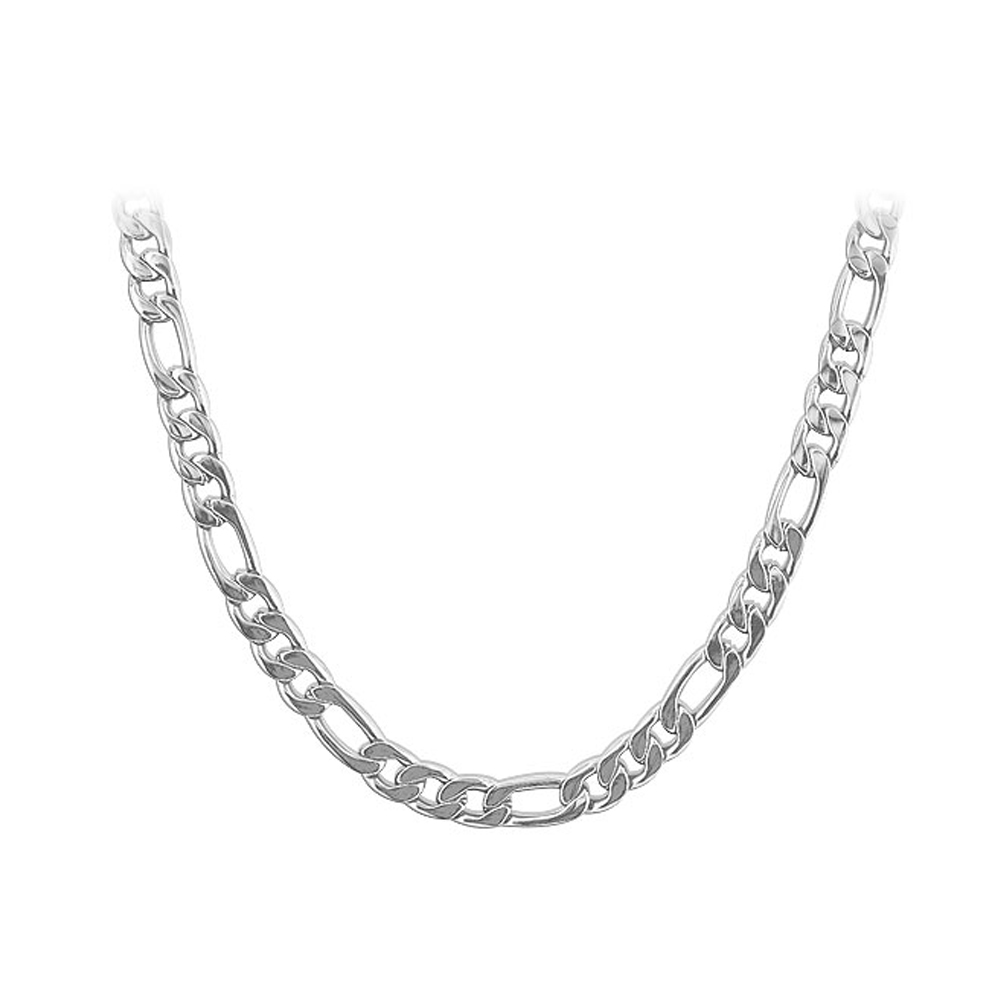 Gem Avenue Stainless Steel 5mm wide Figaro Chain Necklace