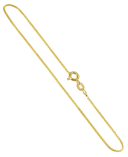 Gem Avenue 14k Gold over Sterling Silver Vermeil Box 1mm Chain Ankle Bracelet (9" - 11" Available)