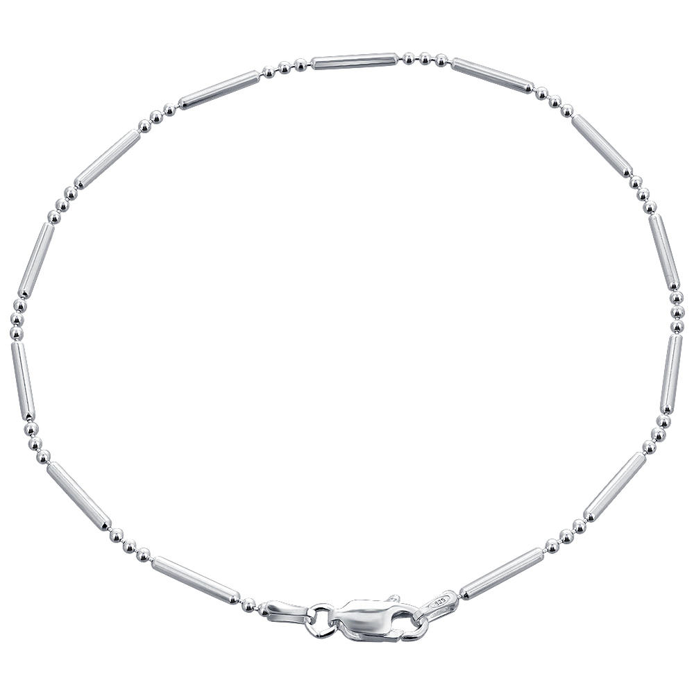 Gem Avenue 925 Sterling Silver Slim 1mm Chain Bracelet with Lobster Claw Clasp (7" - 8" Available)
