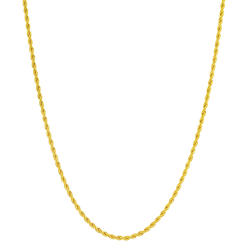 Gem Avenue Stainless Steel Gold Plated 2mm Diamond-cut Rope Chain Necklace