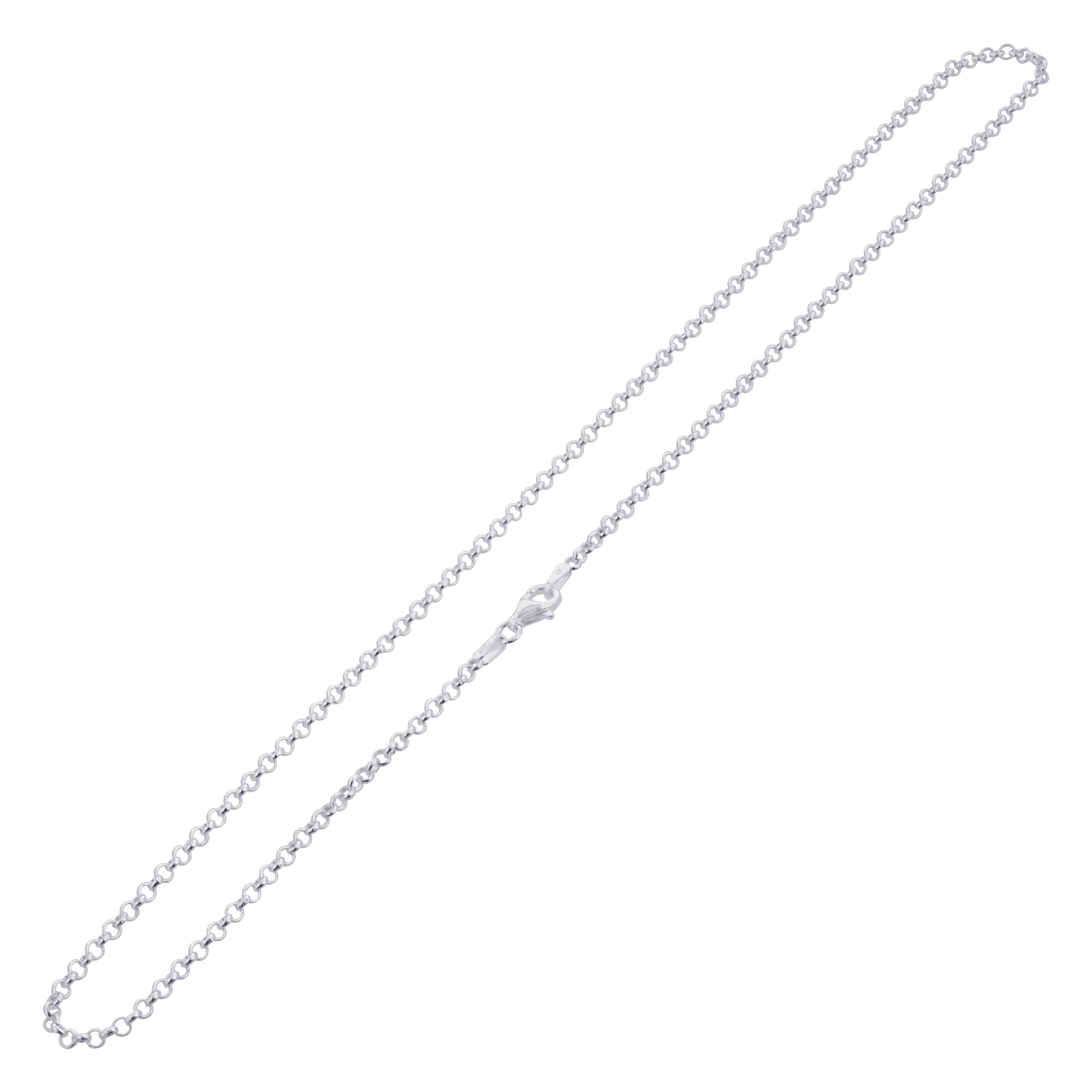 Gem Avenue Sterling Silver 2.5mm Rolo Chain Necklace with Lobster Clasp