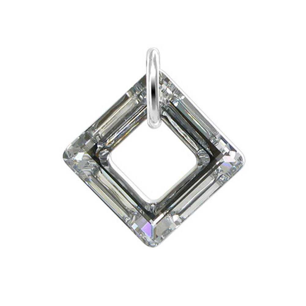 Gem Avenue Sterling Silver Square Argent Comet Crystal Charm Pendant Made with Swarovski Elements