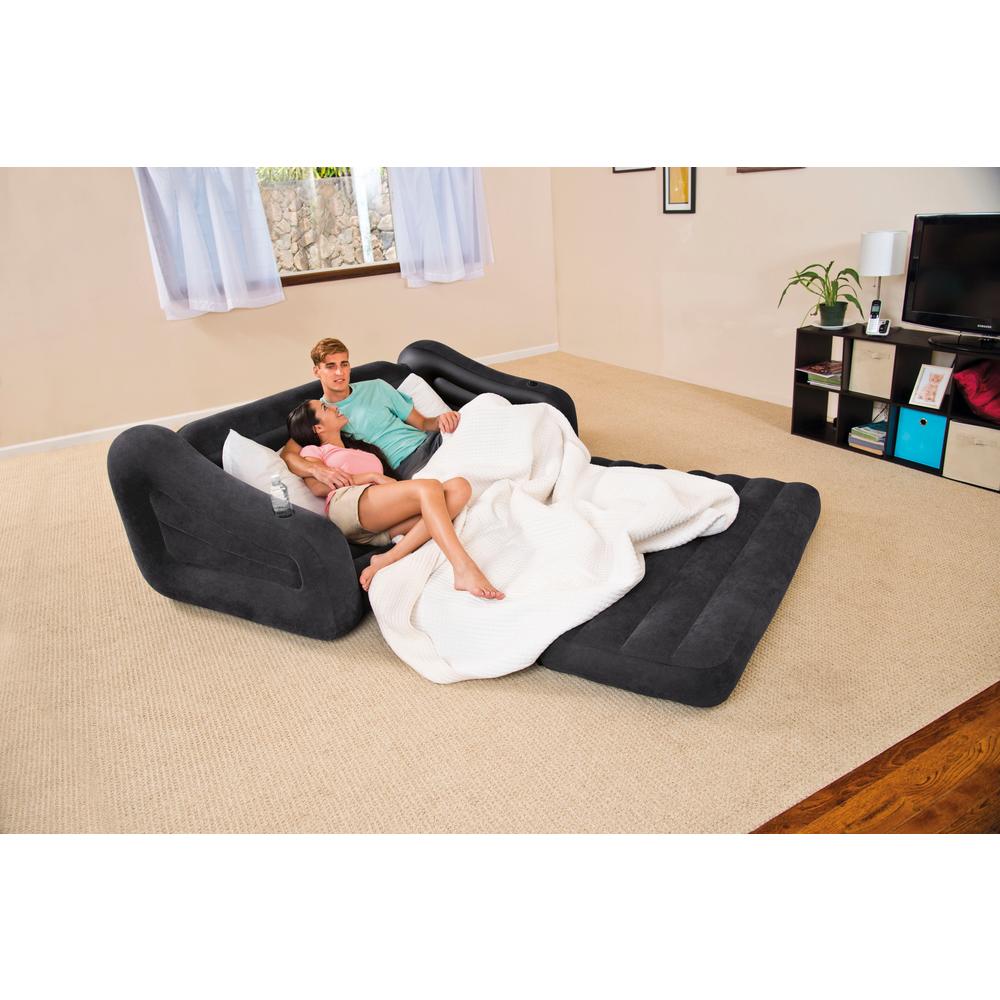 Intex Inflatable Air Sofa with Pull Out Queen Bed Mattress Sleeper 68566E New