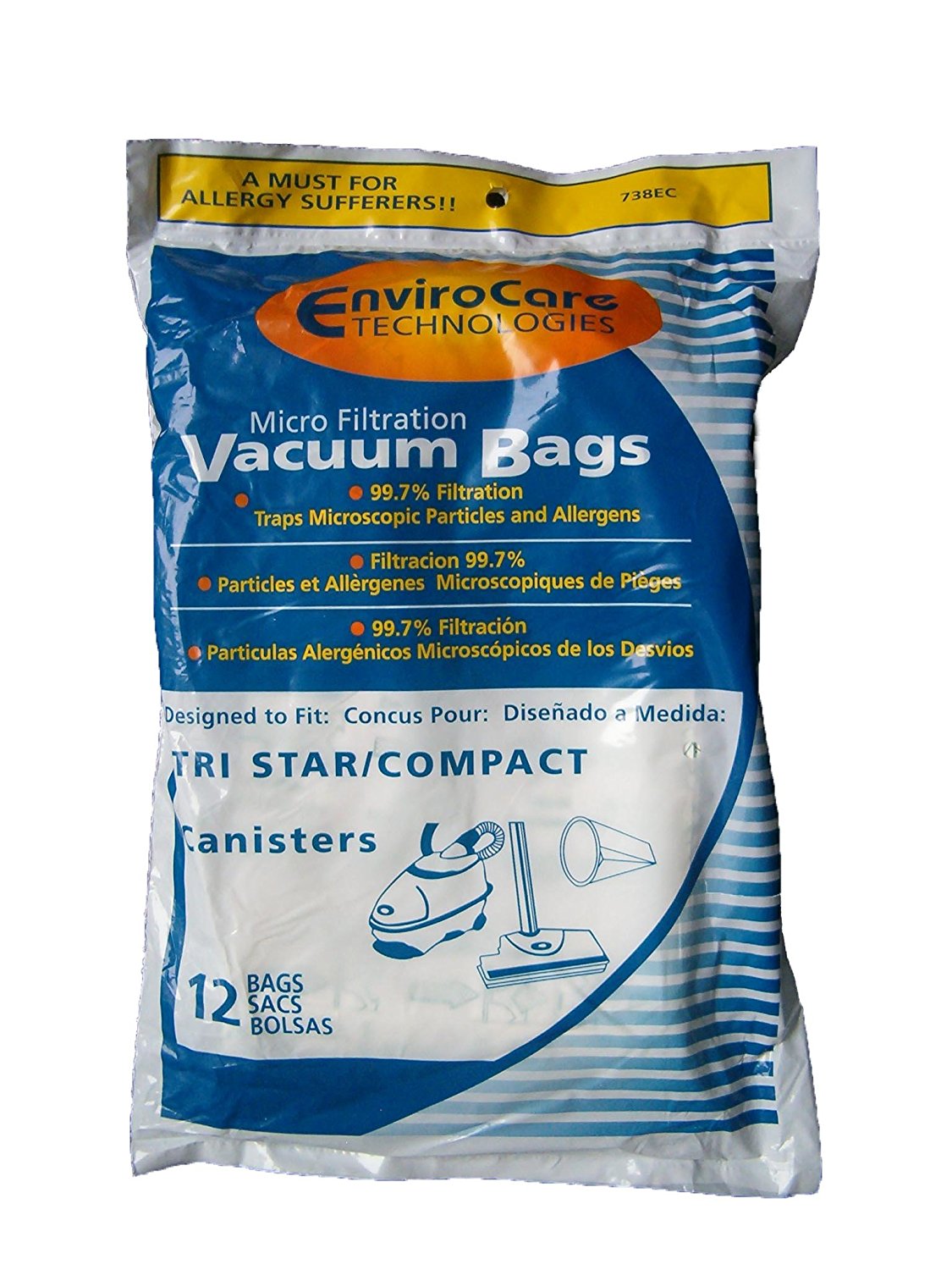 Tristar 24 TriStar Compact Patriot Allergy Vacuum Bags, Miracle Mate,Airstorm, Patriot, MG1, MG2, Tristar EXL, Dust Care PULLMAN