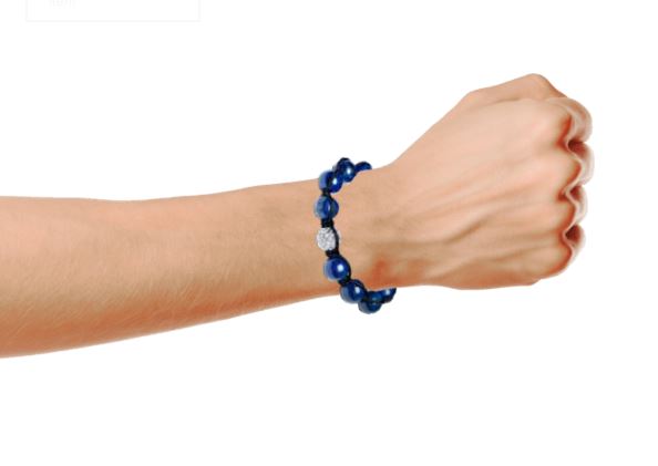 bling jewelry White Pave Crystal Ball Blue Lapis Shamballa Inspired Bracelet For Women For Men Black Cord String Adjustable