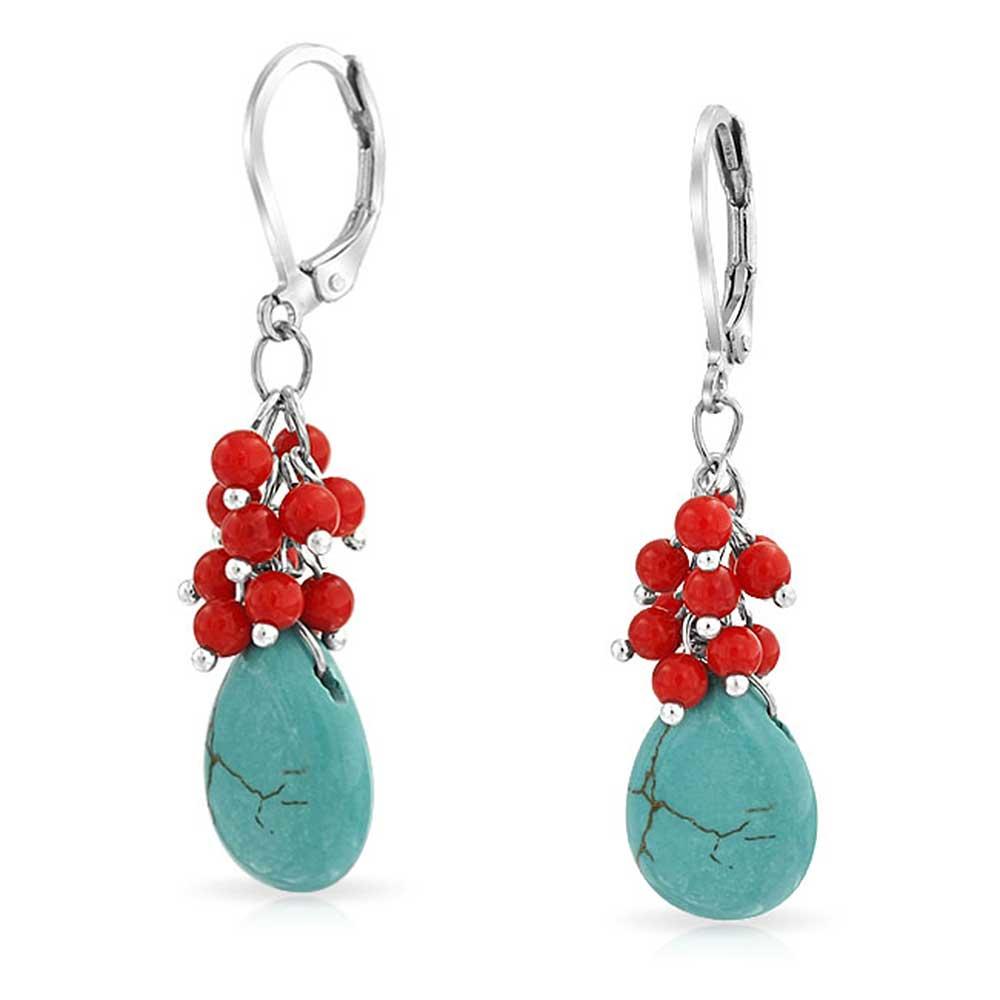 bling jewelry Compressed Turquoise Blue Dyed Coral Red Teardrop Pear Crystal Drop Leverback Earrings For Women Silver Plated Brass