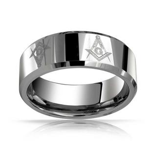 bling jewelry Square & Compass Freemason Masonic Wedding Band Titanium