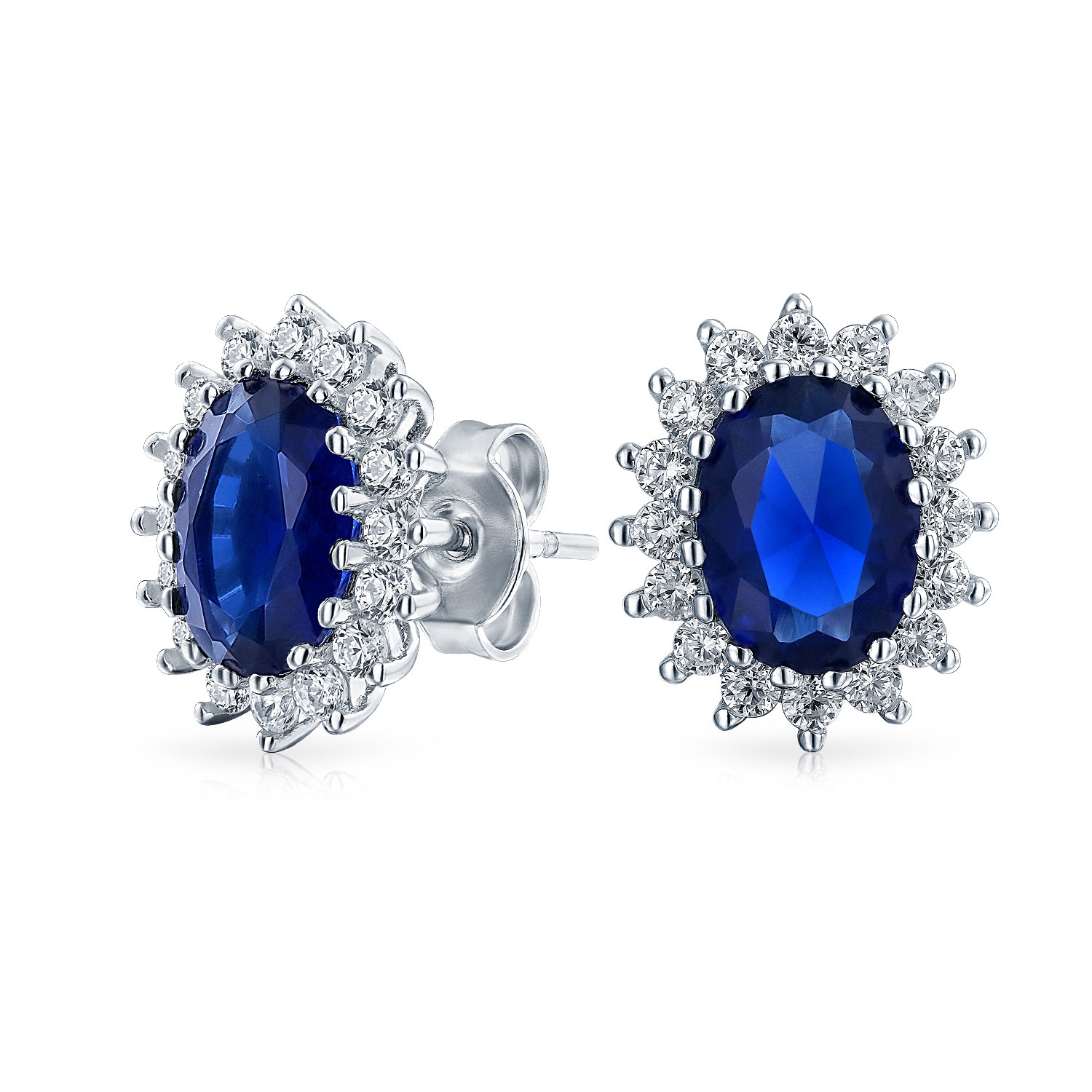 bling jewelry 3CT Cubic Zirconia Crown Halo Imitation Gemstone AAA CZ Stud Earrings