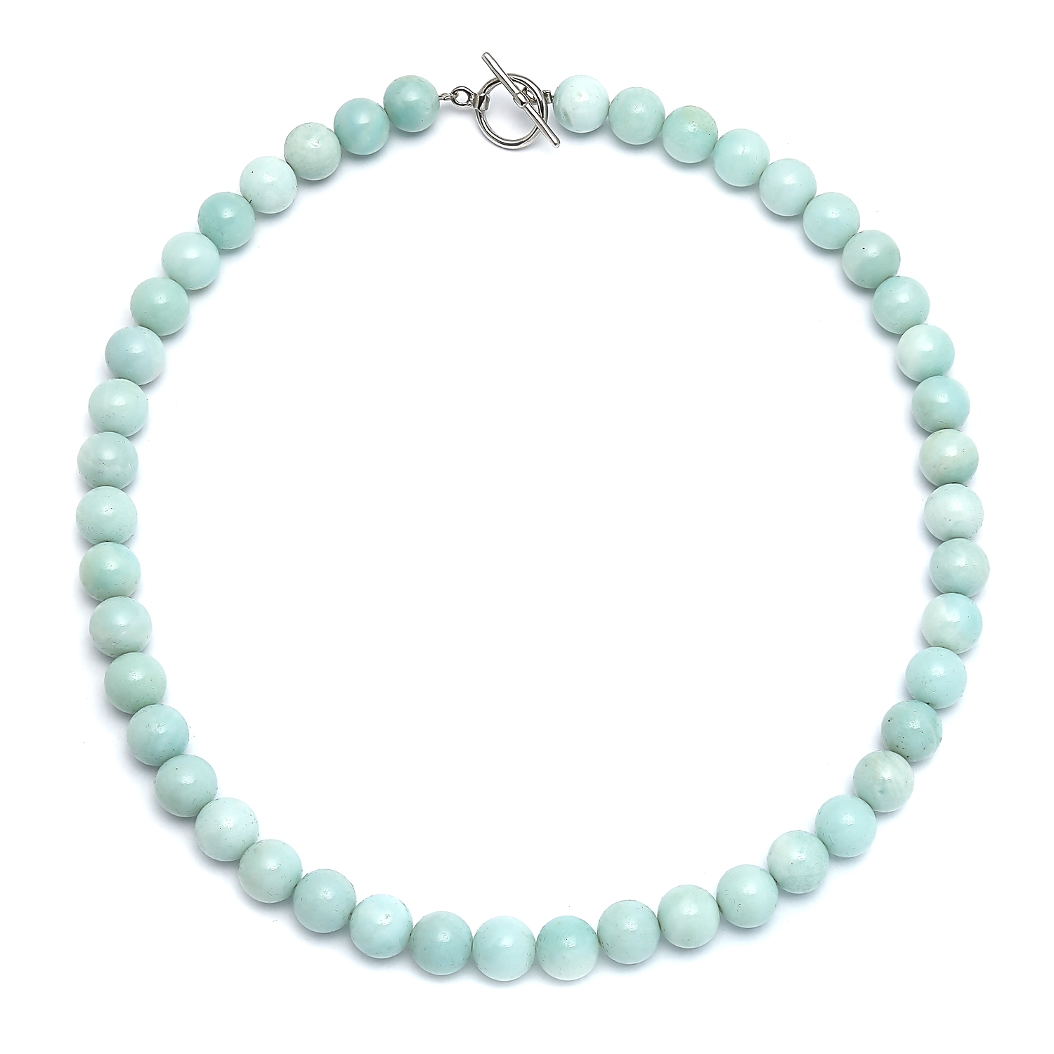 bling jewelry Amazonite Light Aqua Blue Round Gem Stone 10MM Bead Strand Necklace For Women Silver Plated Clasp 18 Inch