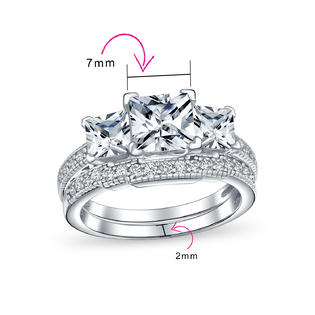 Bling Jewelry 3ct Princess Cut 3 Stone Cz Engagement Wedding Ring Sterling Silver Bling Jewelry 3ct Princess Cut 3 Stone Cz Engagement Wedding Ring Sterling Silver