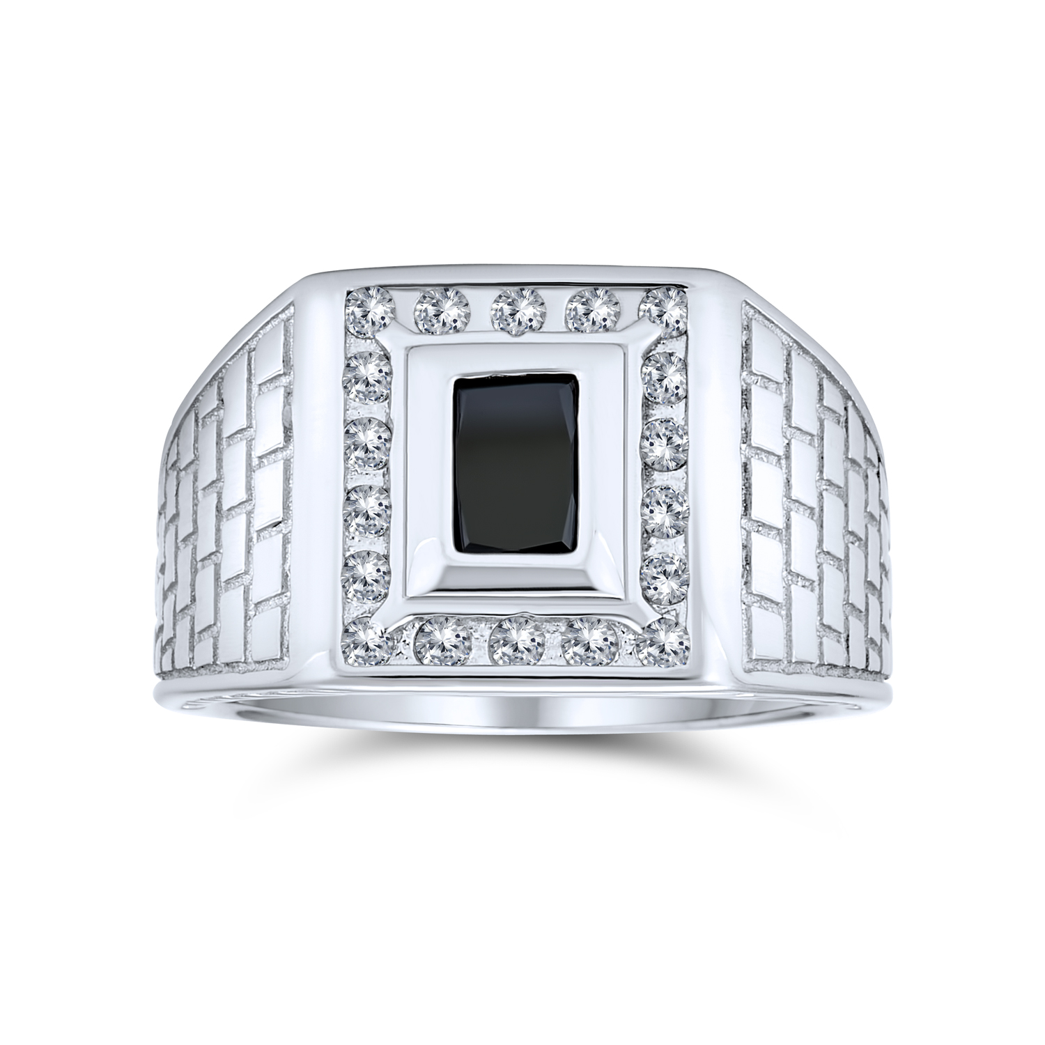 bling jewelry 2CT Black Emerald Cut CZ Halo Mens Engagement Ring Imitation Onyx