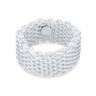 Bling Jewelry Wide Woven Mesh Band Ring Men Women Weave Braided 925 Sterling Silver