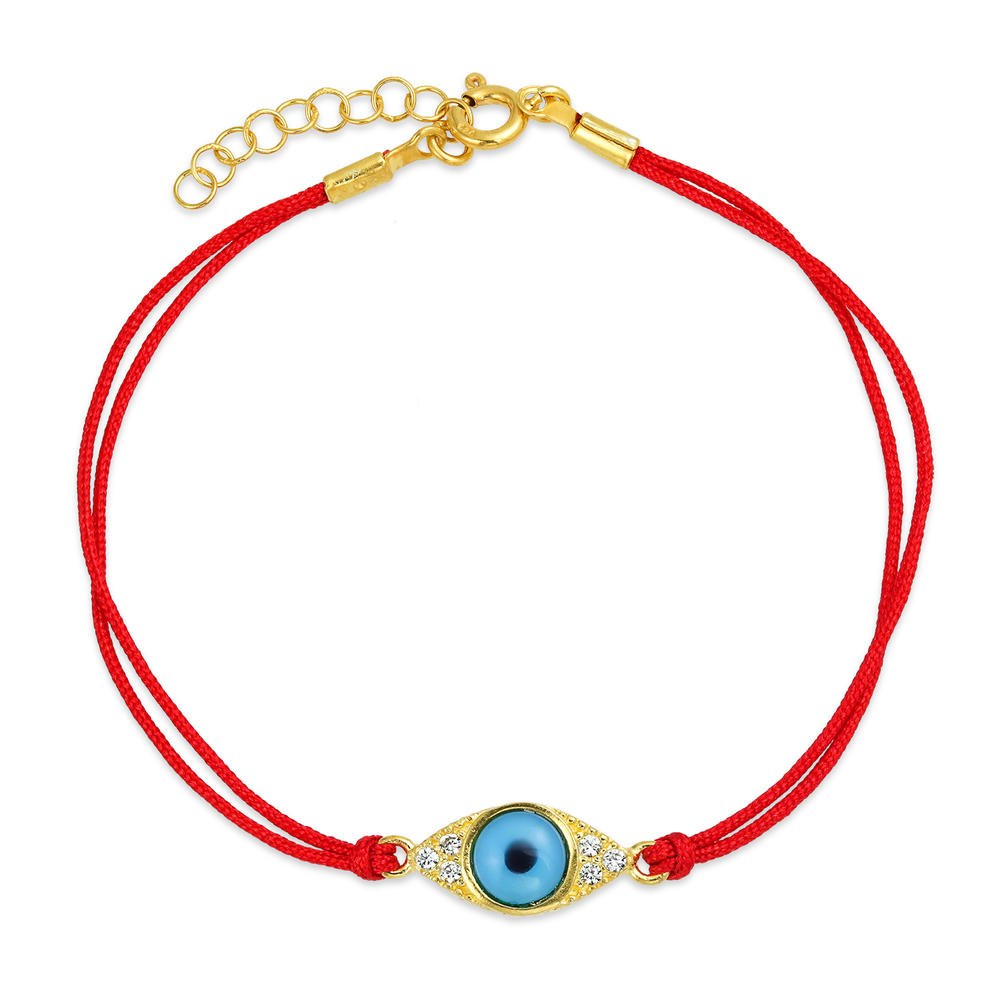 bling jewelry Blue Evil Eye Red String Cord Bracelets CZ Gold Plated Silver
