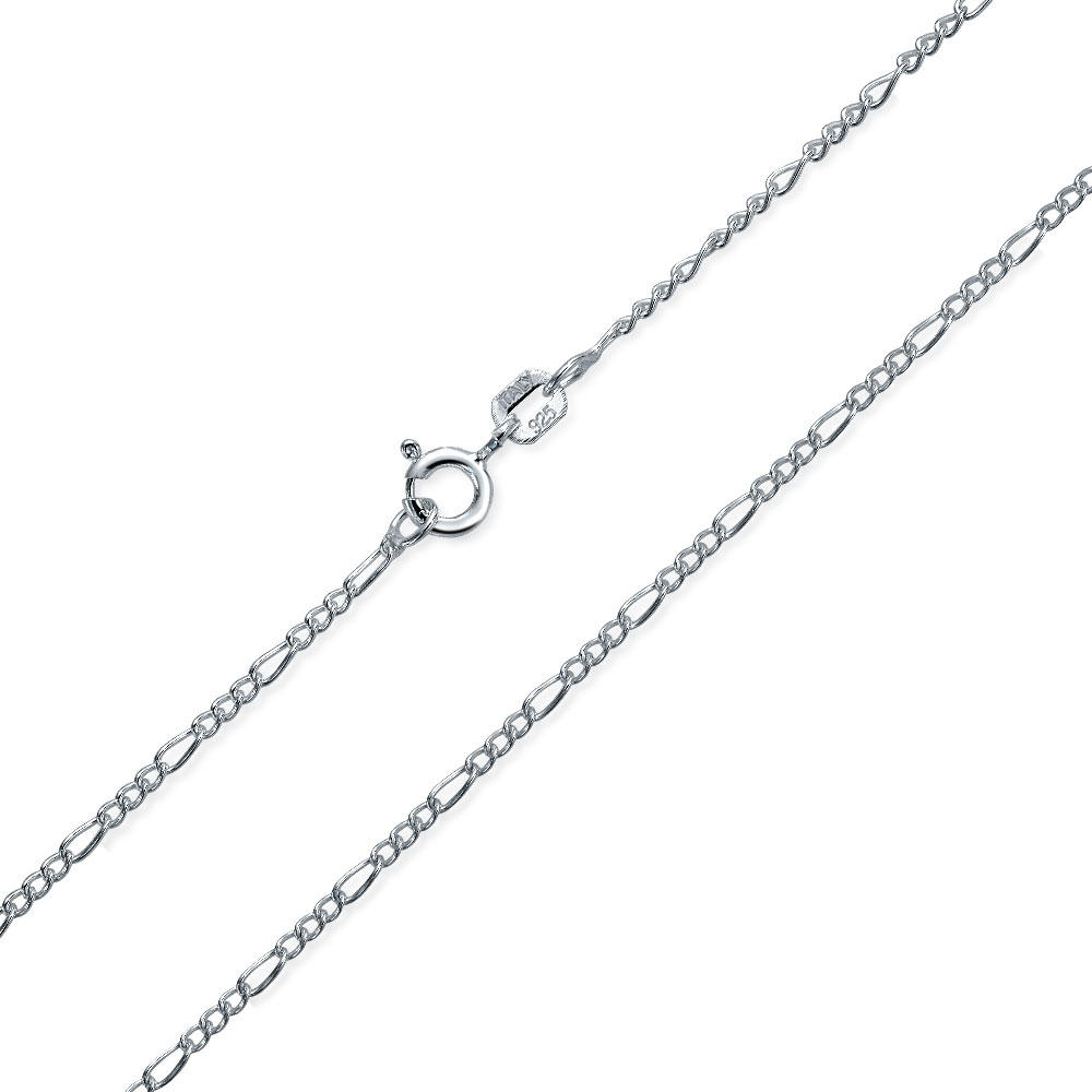 bling jewelry Thin Figaro Chain 40 Gauge Necklace .925 Sterling Silver Made Italy 2MM