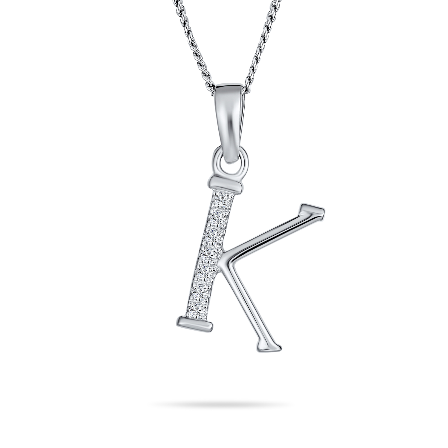 bling jewelry ABC Letter Capital Initial Pendant Necklace Pave CZ Sterling Silver