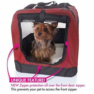 2pet Foldable Dog Crate Soft Easy To Fold Medium 24in Rawhide Red