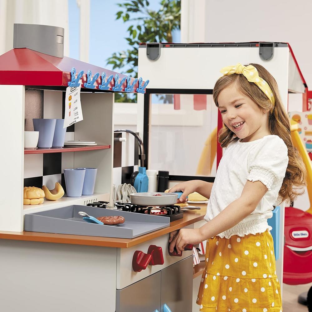 Little Tikes Real Wood Drive-Thru Diner Wooden Play Kitchen with Realistic Lights Sounds