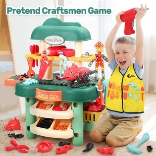 Cute Stone Kids Tool Workbench, Pretend Play Workshop Toolbench