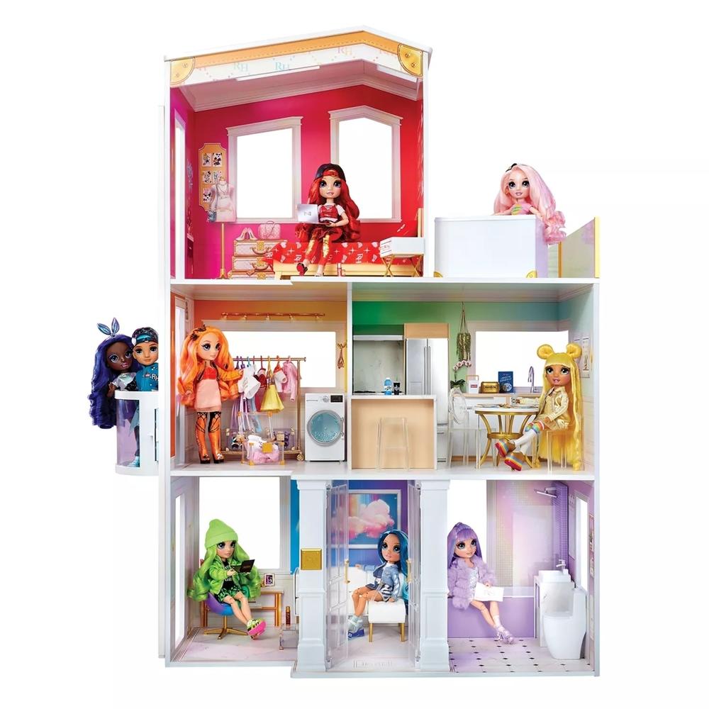 Rainbow High House Playset - 3-Story Wood Doll House (4’ Tall and 3’ Wide)