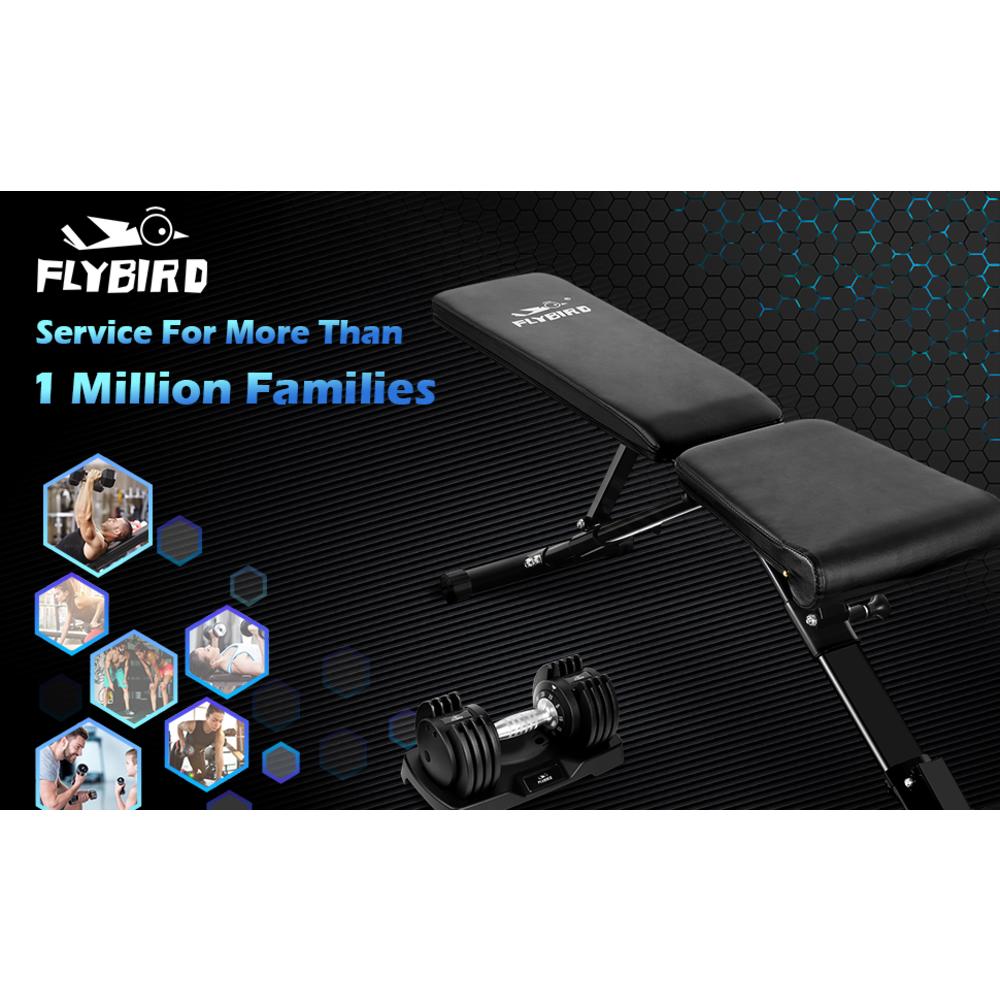 FLYBIRD Weight Bench, Adjustable Strength Training Bench for Full Body Workout with Fast Folding