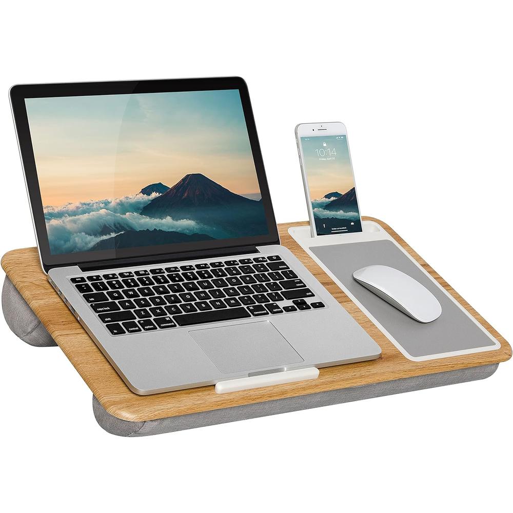 LapGear BamBoard Pro Lap Desk with Wrist Rest, Mouse Pad, and Phone Holder - Natural Bamboo