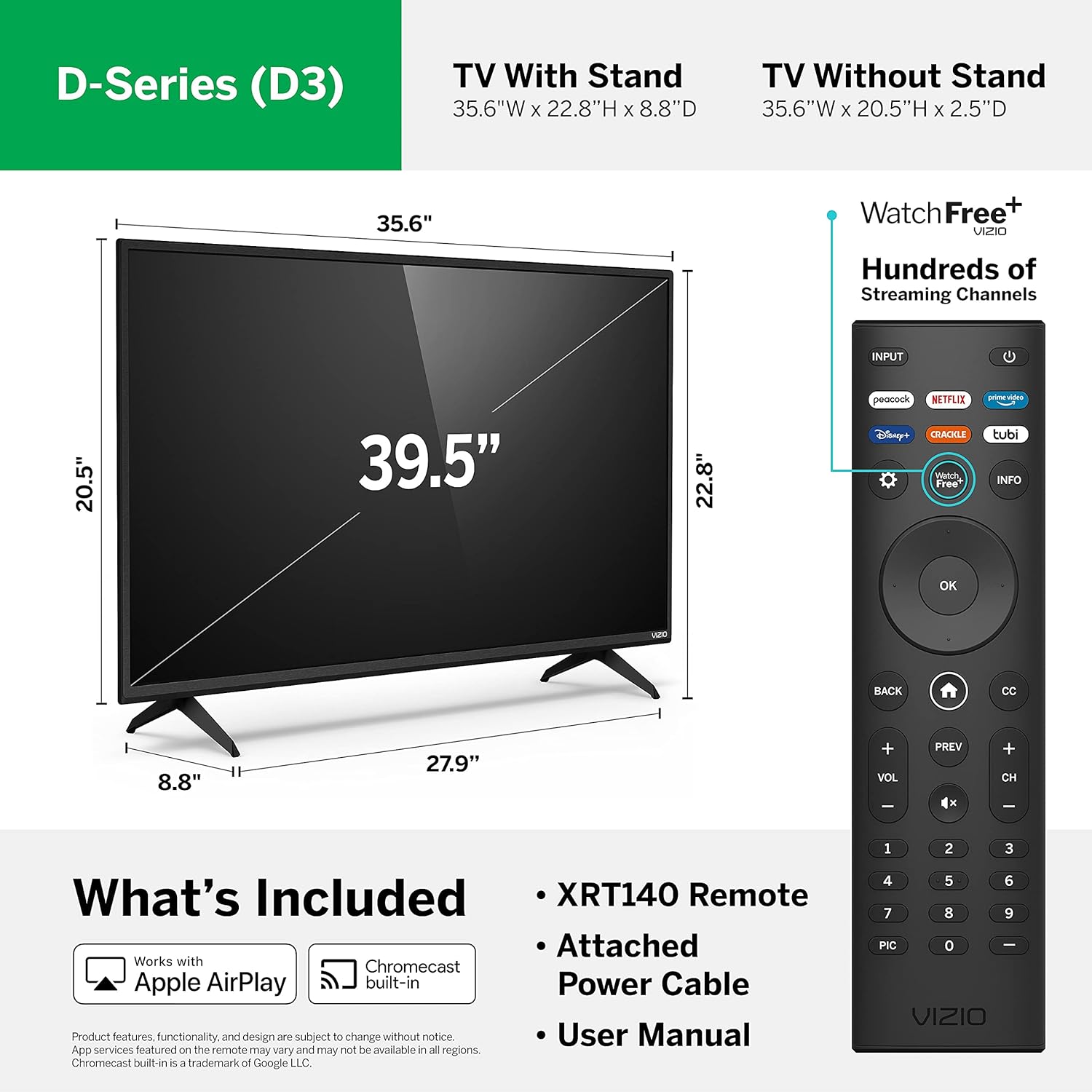 VIZIO 40-inch D-Series Full HD 1080p Smart TV with Apple AirPlay and Chromecast Built-in