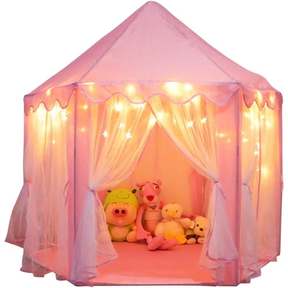 Orian_C Princess Castle Playhouse Tent for Girls with LED Star Lights