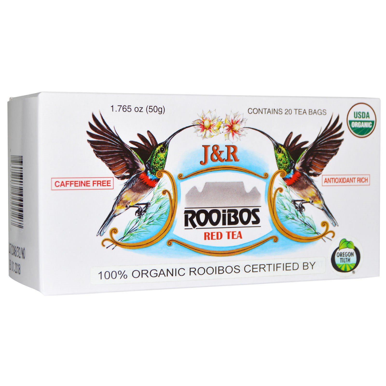 J&R Port Trading Co. Port Trading co. J&R Rooibos Red Tea caffeine Free 20 Tea Bags 1.765 oz (50 g) (SIX PAcK)