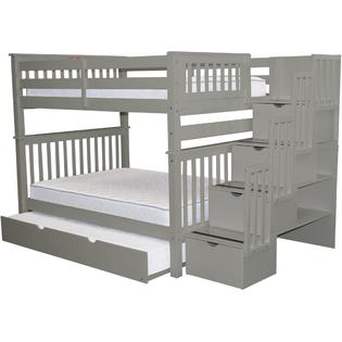 Bunk Bed King Stairway Full, Keystone Gray Stairway Bunk Bed With Storage Trundle Unit