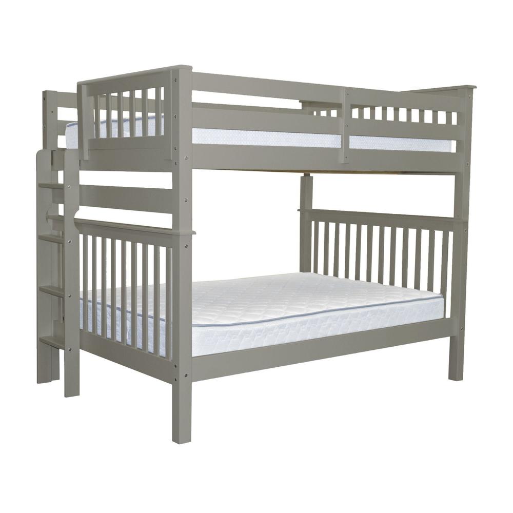 Bunk Bed King Mission Style Bunk Bed Full over Full with End Ladder, Gray