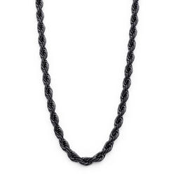 Metal Masters Co. Black Plated Stainless Steel Men's Rope Chain Necklace 4MM 24" Lobster Lock