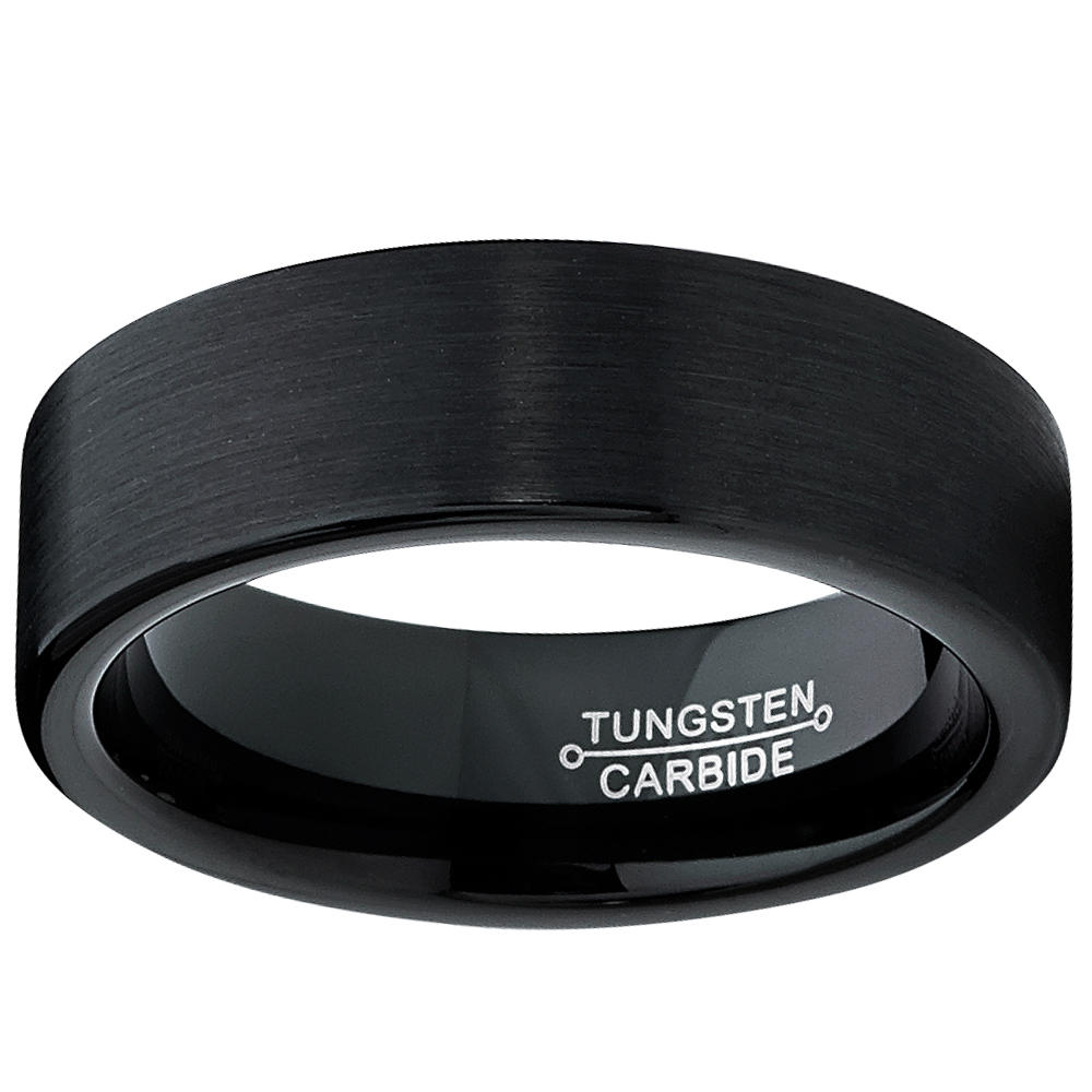 Metal Masters Co. Tungsten Carbide Men's Black Unisex Wedding Band Ring 7MM Sizes 5 to 15