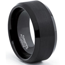 Metal Masters Co. Tungsten Carbide Black Men's Wide Tungsten Carbide Band Ring 10MM,comfort fit Sizes 8 to 15