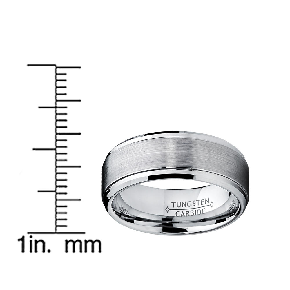Metal Masters Co. Men's Tungsten Ring Wedding Band Raised Brushed Finish 9MM Sizes 6 to 15