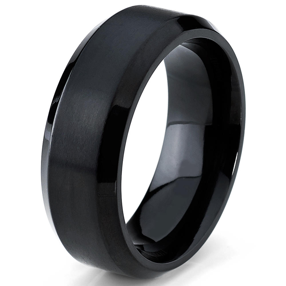 Metal Masters Co. Black Titanium Ring Men's Brushed Wedding Band, Comfort Fit, 8mm Sizes 7 to 15